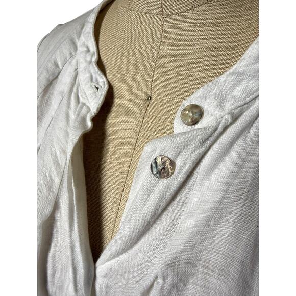 The Shirt Company London Sleeveless Linen Blouse in White Size Large - Picture 3 of 5
